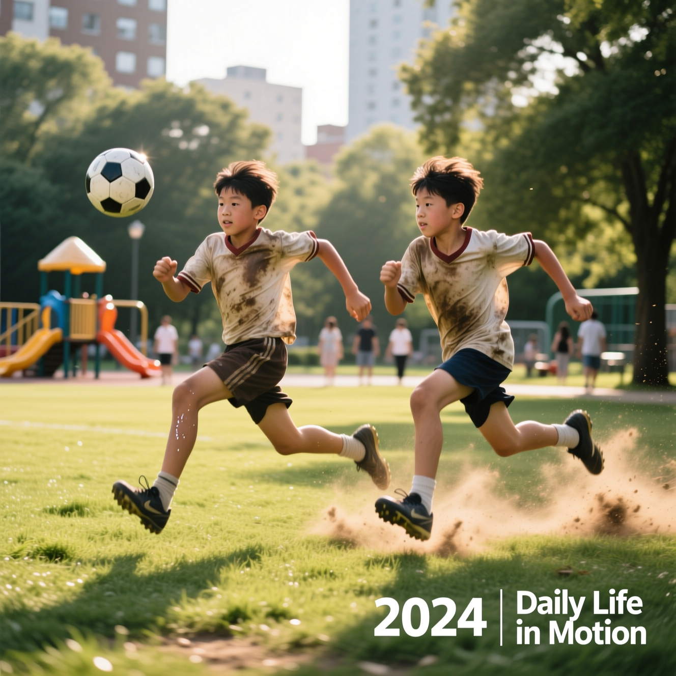 Picture 1: Playing football in a park